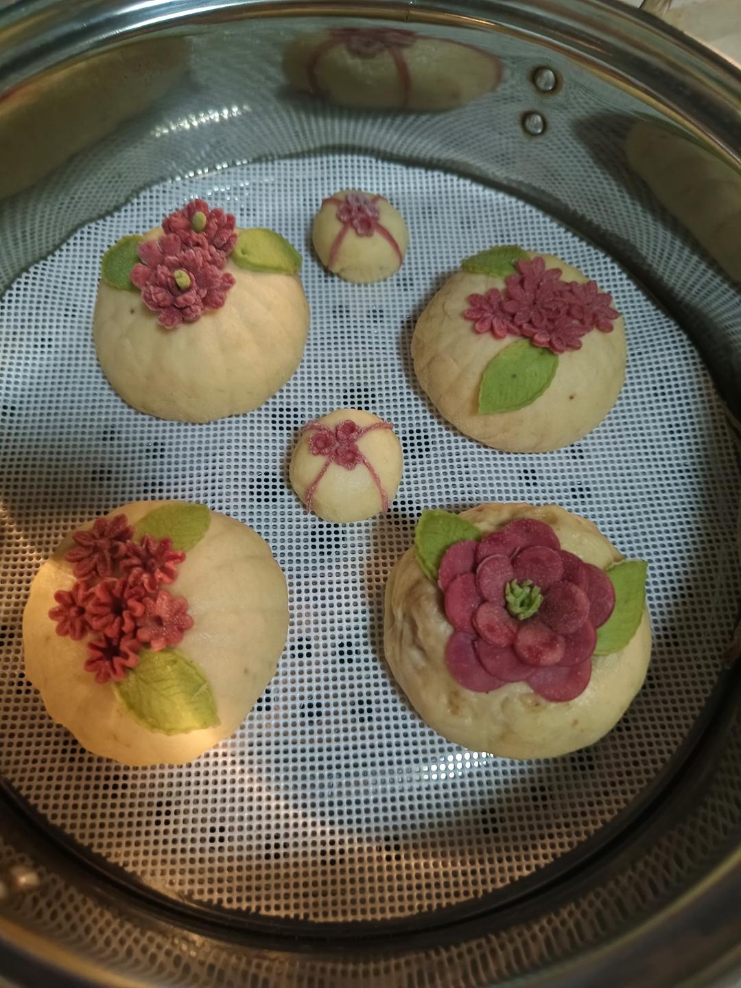 春暖花开.三款南瓜密红豆花包（附蜜红豆详细制作步骤）