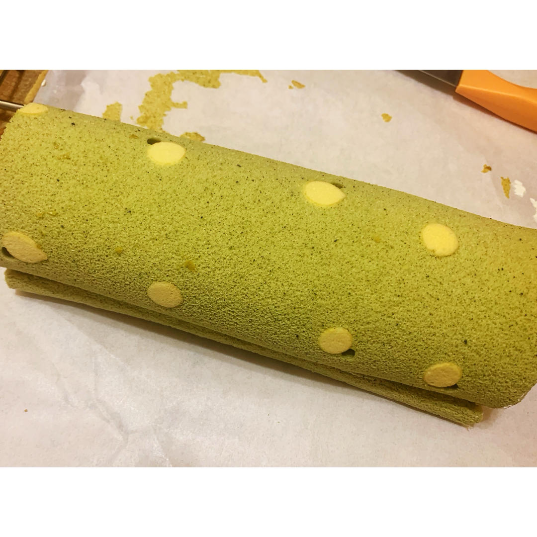 抹茶波点（条纹）蛋糕卷
