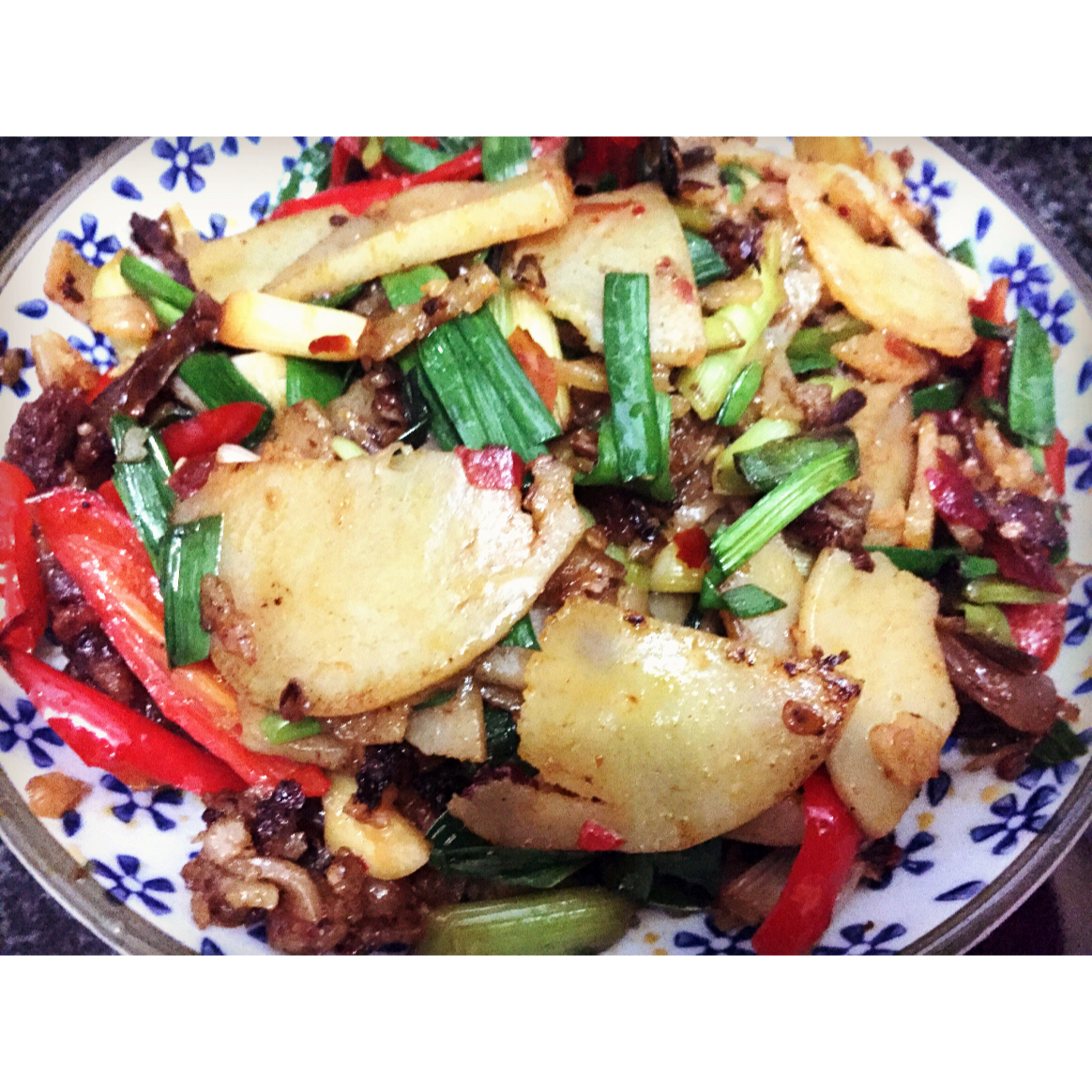 蒜苗米豆腐