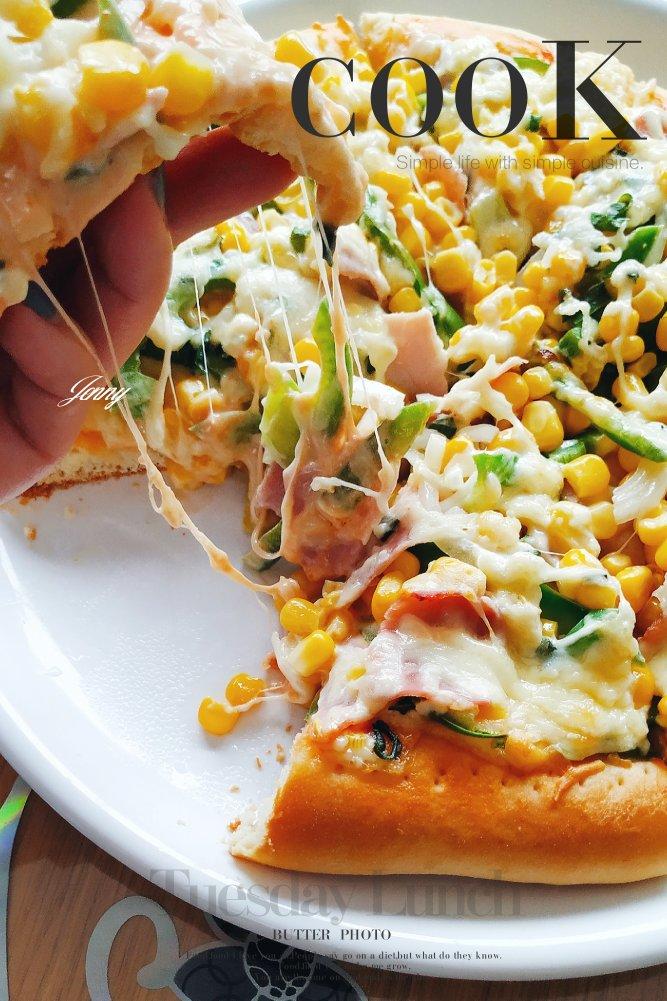 鲜虾🍤培根披萨🍕“内附敲好吃的饼皮做法”