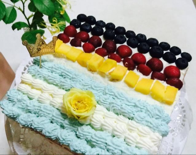 世界杯国旗蛋糕—水果夹心奶油海绵蛋糕的做法