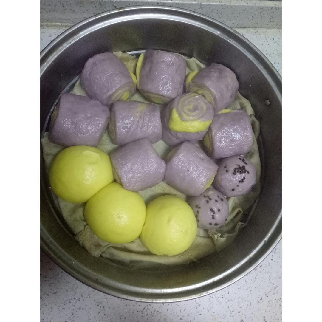 南瓜紫薯花样馒头
