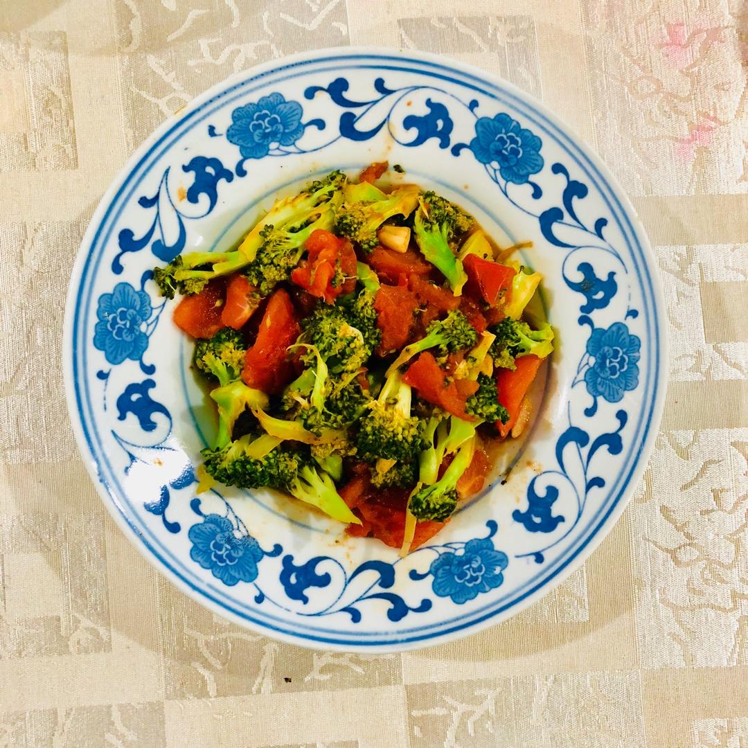番茄炒西蓝花