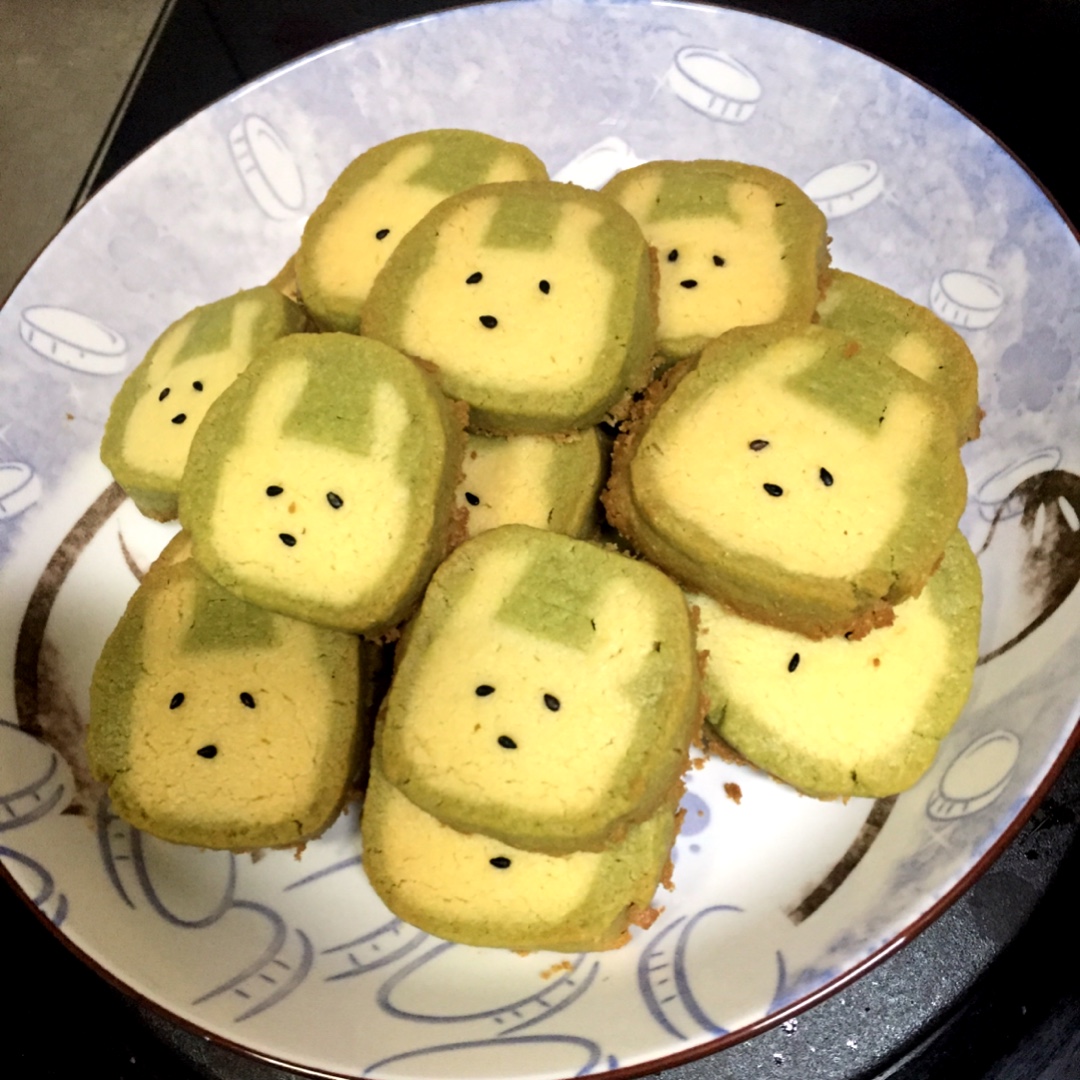 抹茶兔兔曲奇（比熊猫简单！超详细实物图+超良心手绘图）