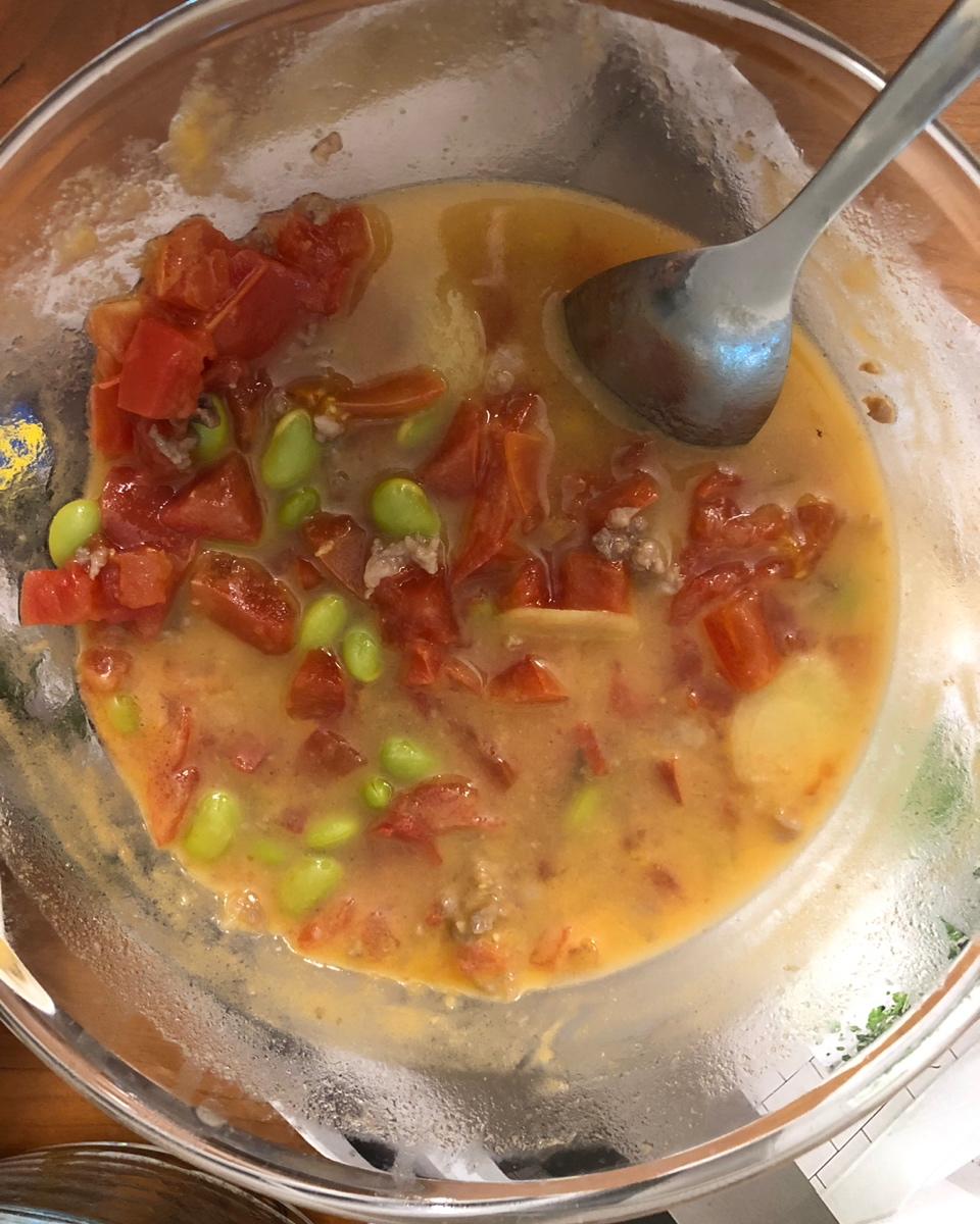 肉末番茄烧毛豆