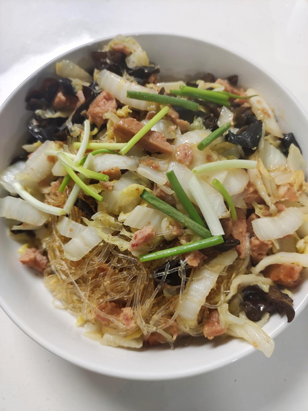 午餐肉炒白菜粉丝