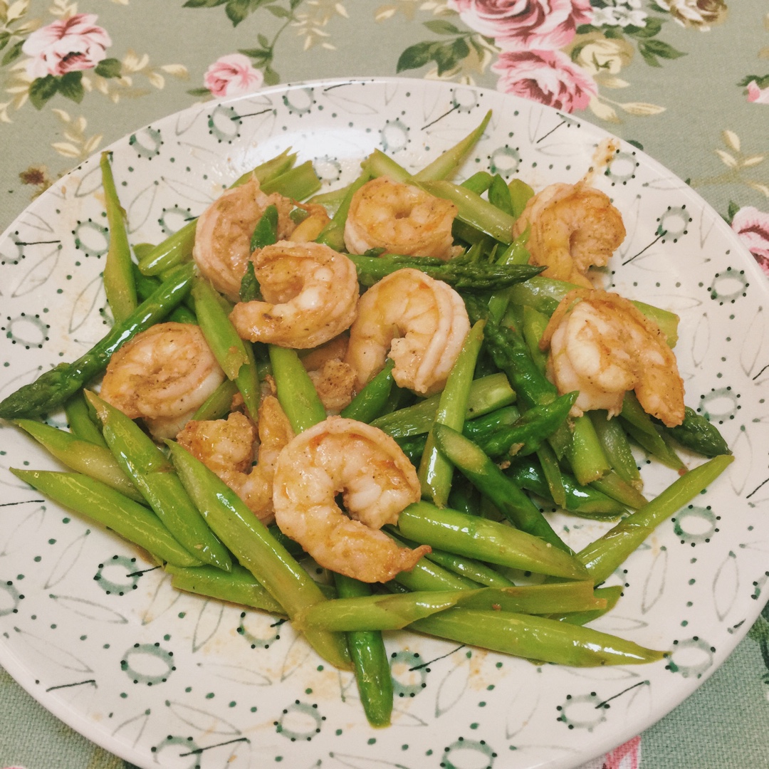 清炒芦笋虾仁