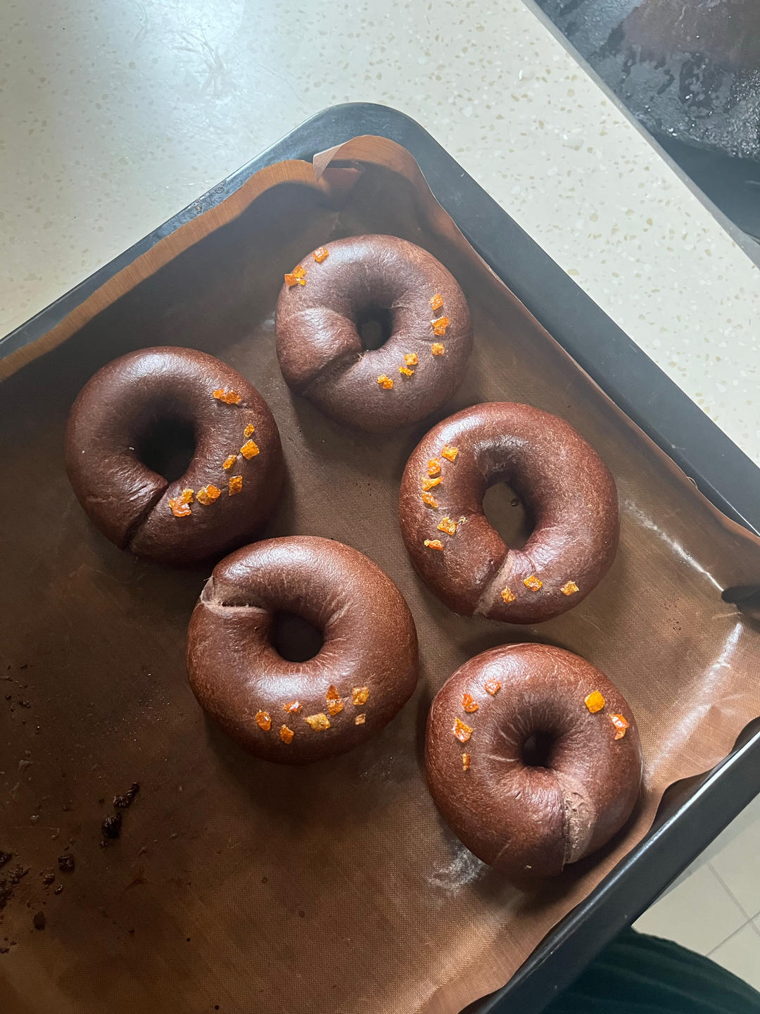 法芙娜巧克力流心/巧克力豆橙皮丁贝果