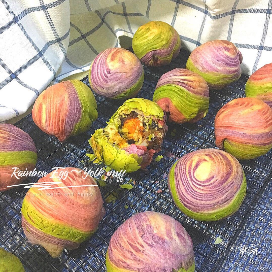 彩虹渐变蛋黄酥（无需揉出膜）