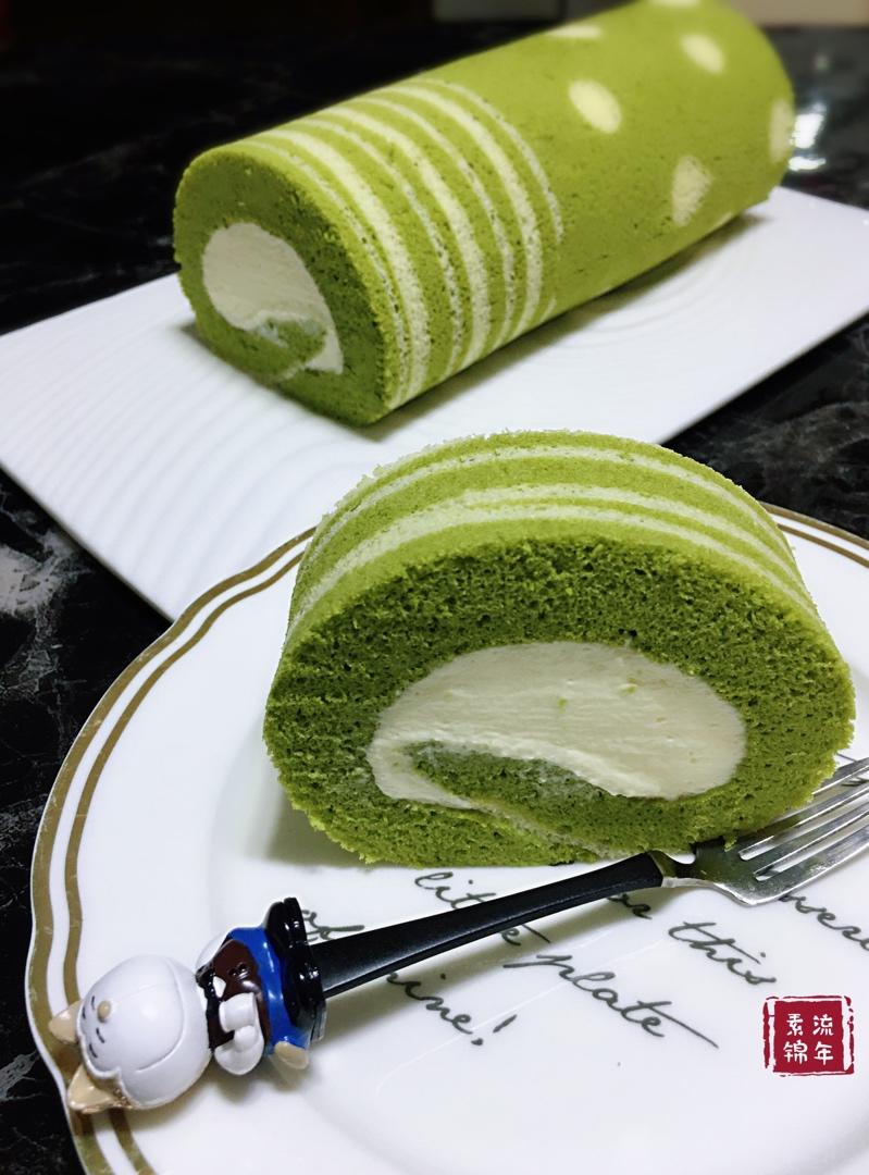 抹茶波点（条纹）蛋糕卷