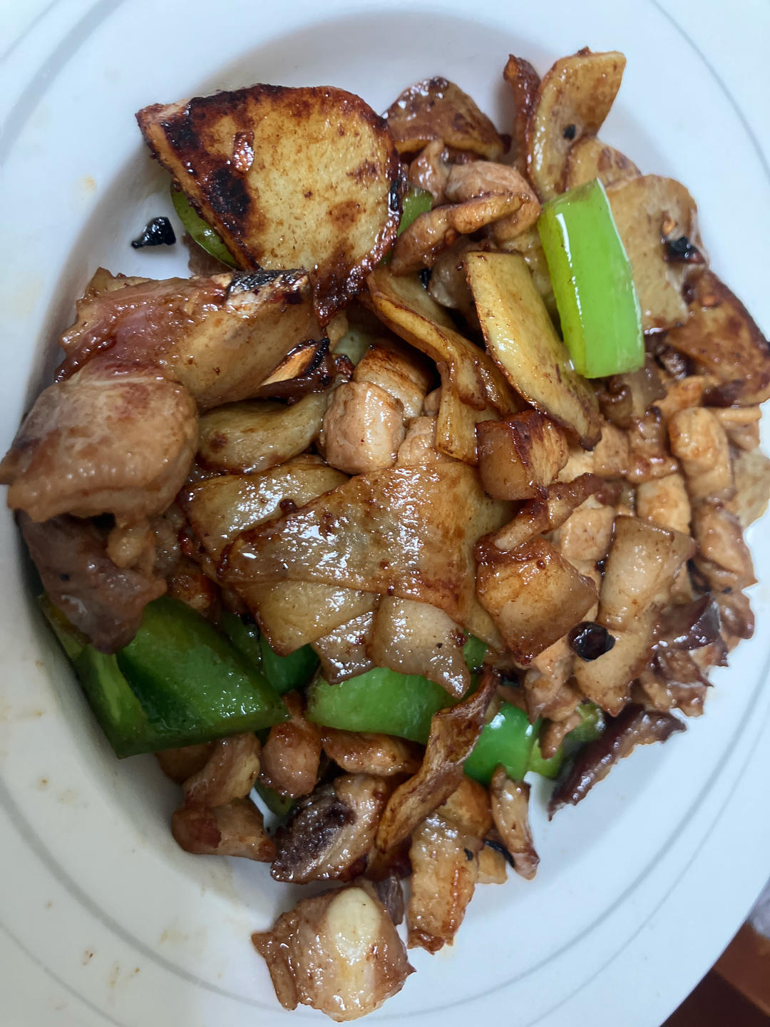 五花肉干煎土豆
