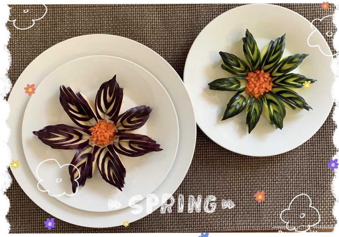 黄瓜花和茄子花 蔬菜摆盘的做法步骤图 玉宇琼楼的美食 下厨房