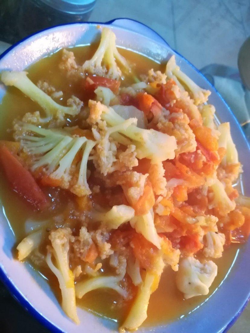 有机花菜炒西红柿