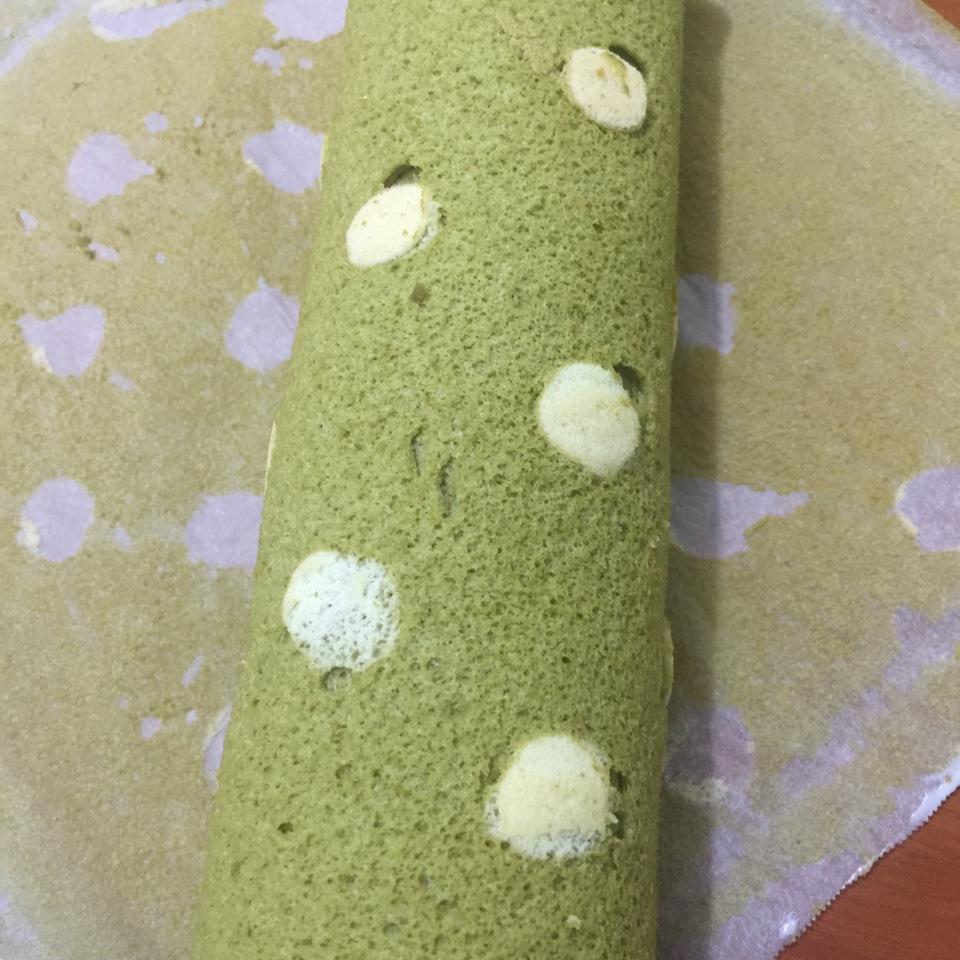 抹茶波点（条纹）蛋糕卷