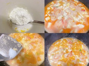 咸蛋黄虾仁烩豆腐的做法 步骤6