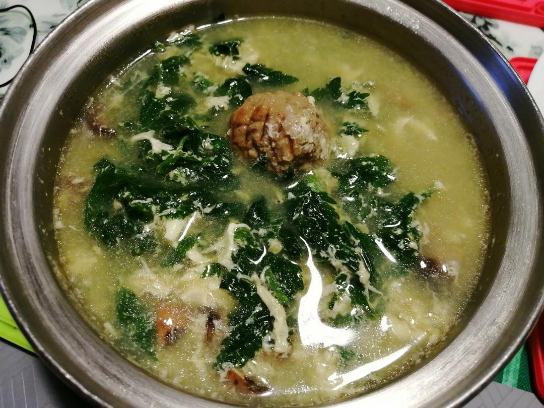 菊花脑蛋花肉丸汤
