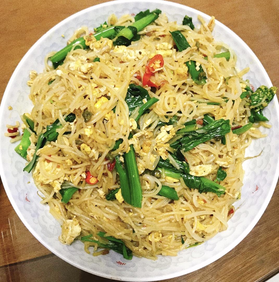 鸡蛋炒米粉，正确泡发干米粉，不碎、不坨、不粘锅、口感Q弹