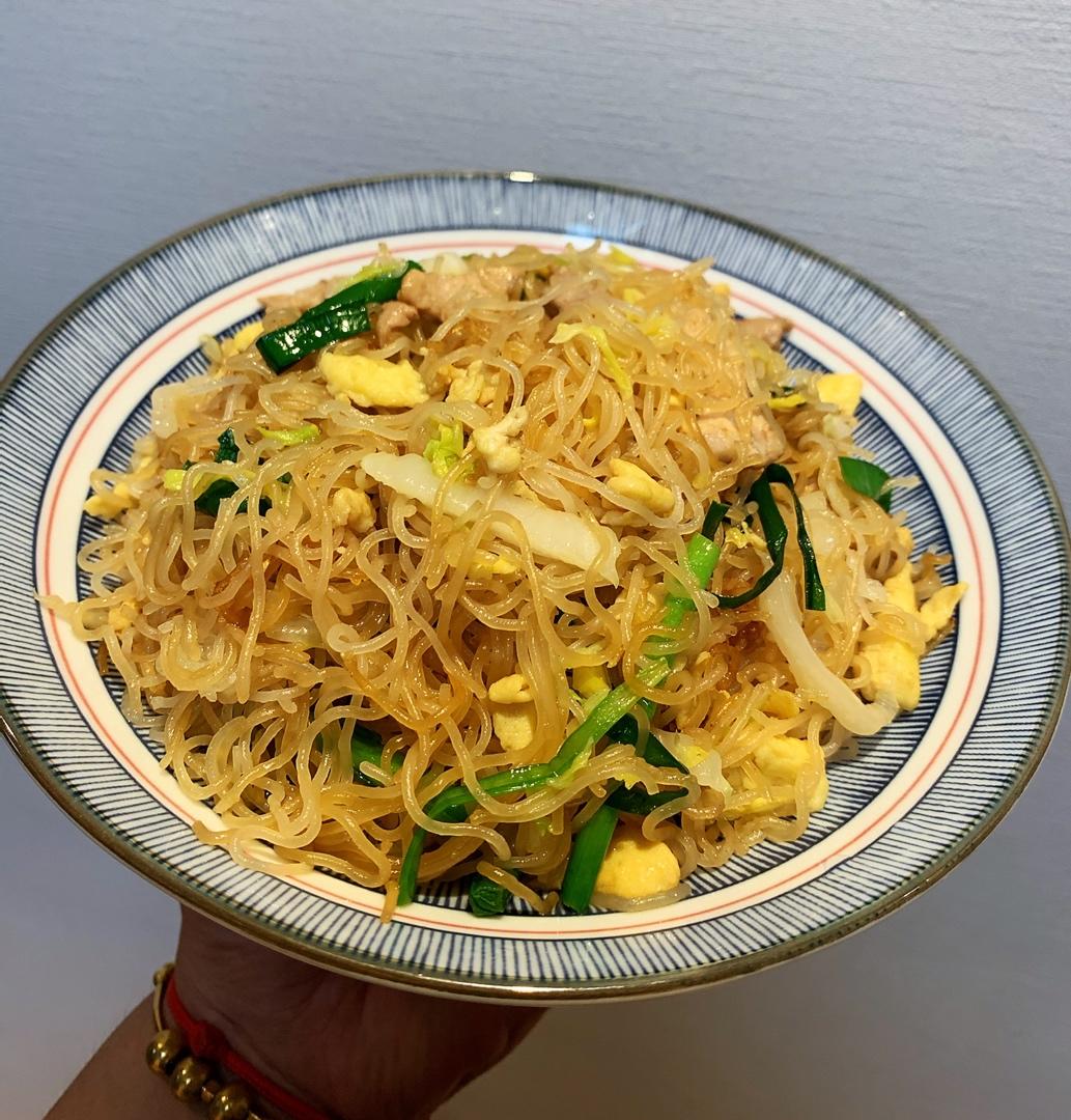 鸡蛋炒米粉，正确泡发干米粉，不碎、不坨、不粘锅、口感Q弹