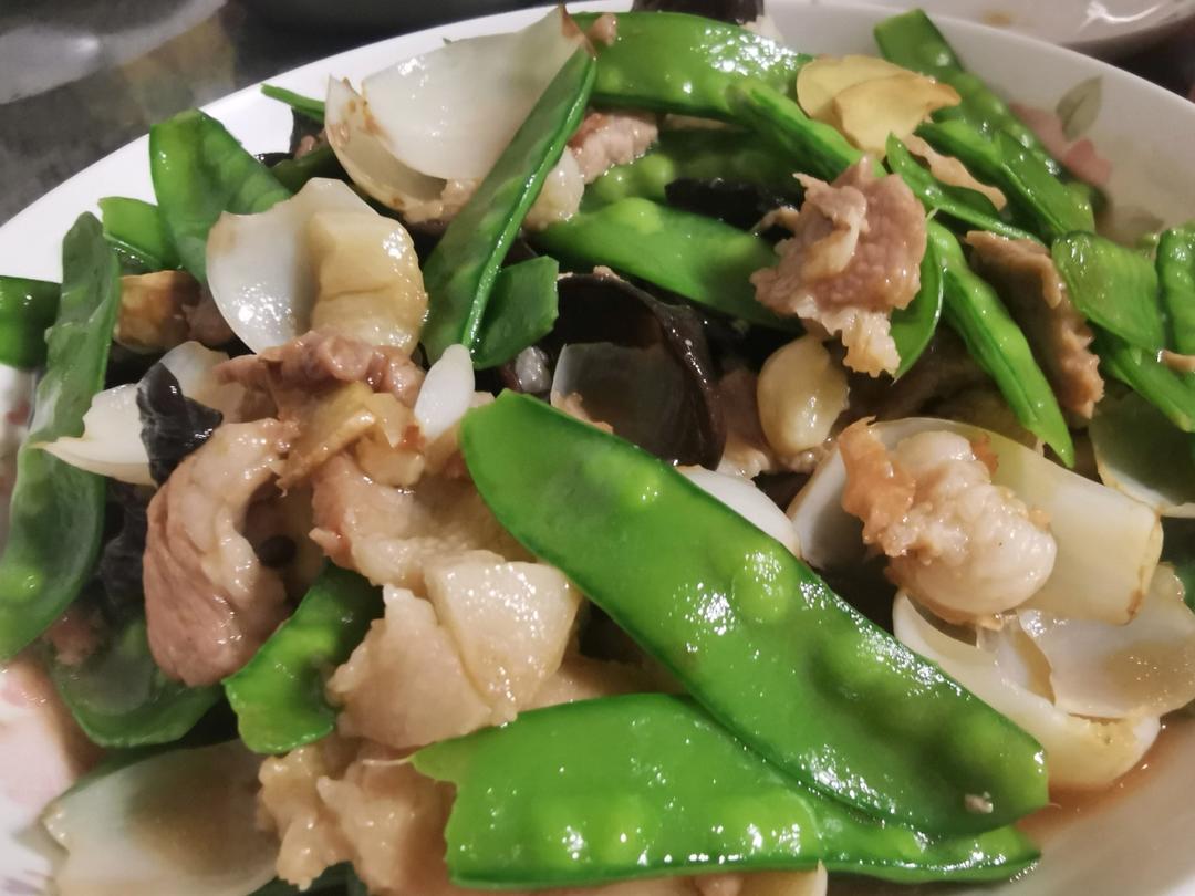 兰豆百合炒肉片