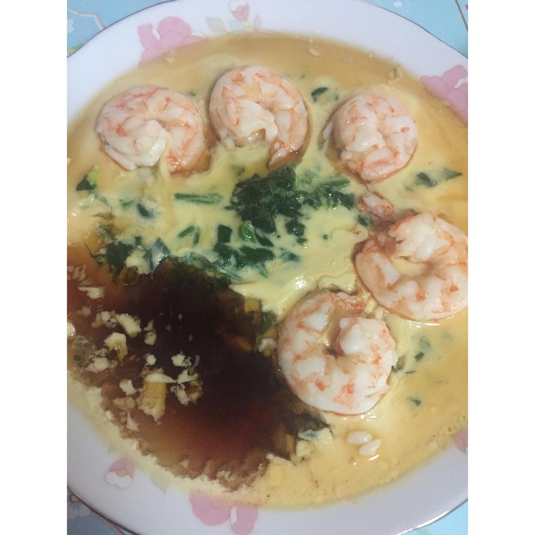 菠菜虾仁蒸蛋