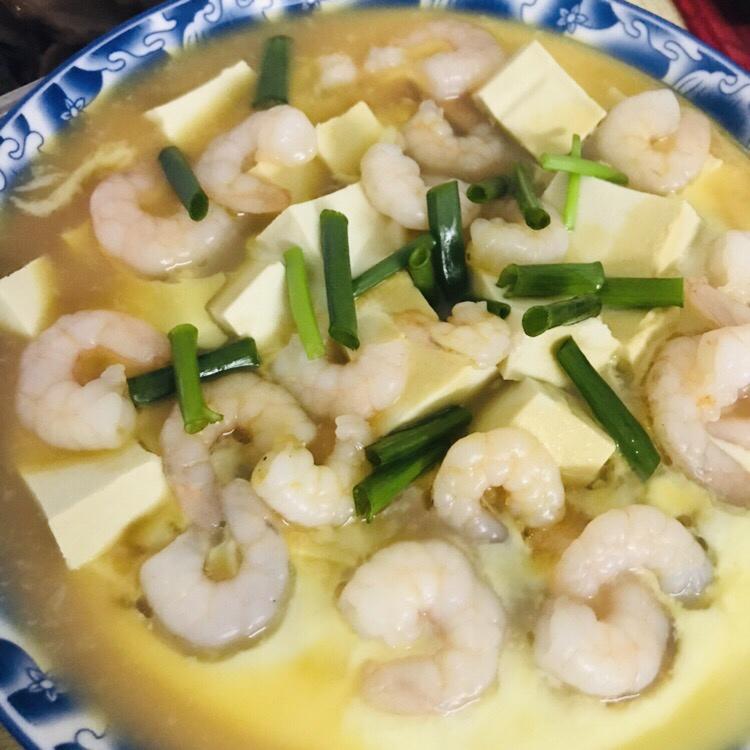 虾仁豆腐蒸水蛋