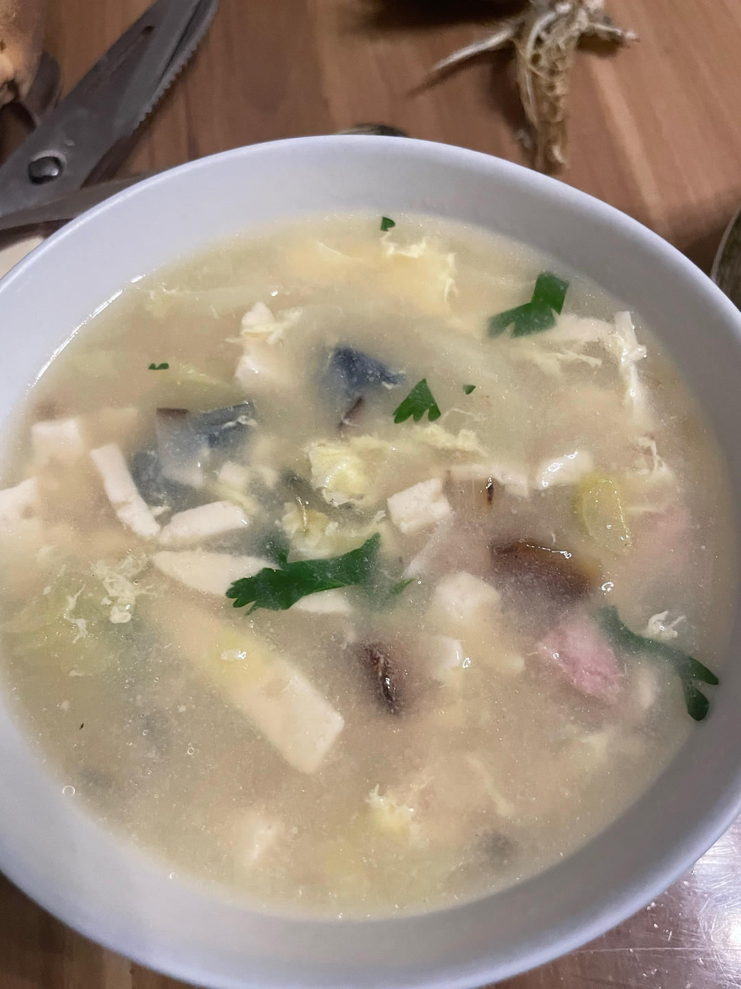 皮蛋豆腐香肠汤