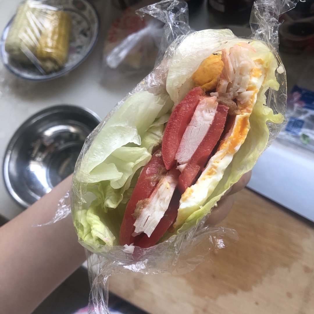 【减脂餐】菜包三明治&秘制鸡胸肉