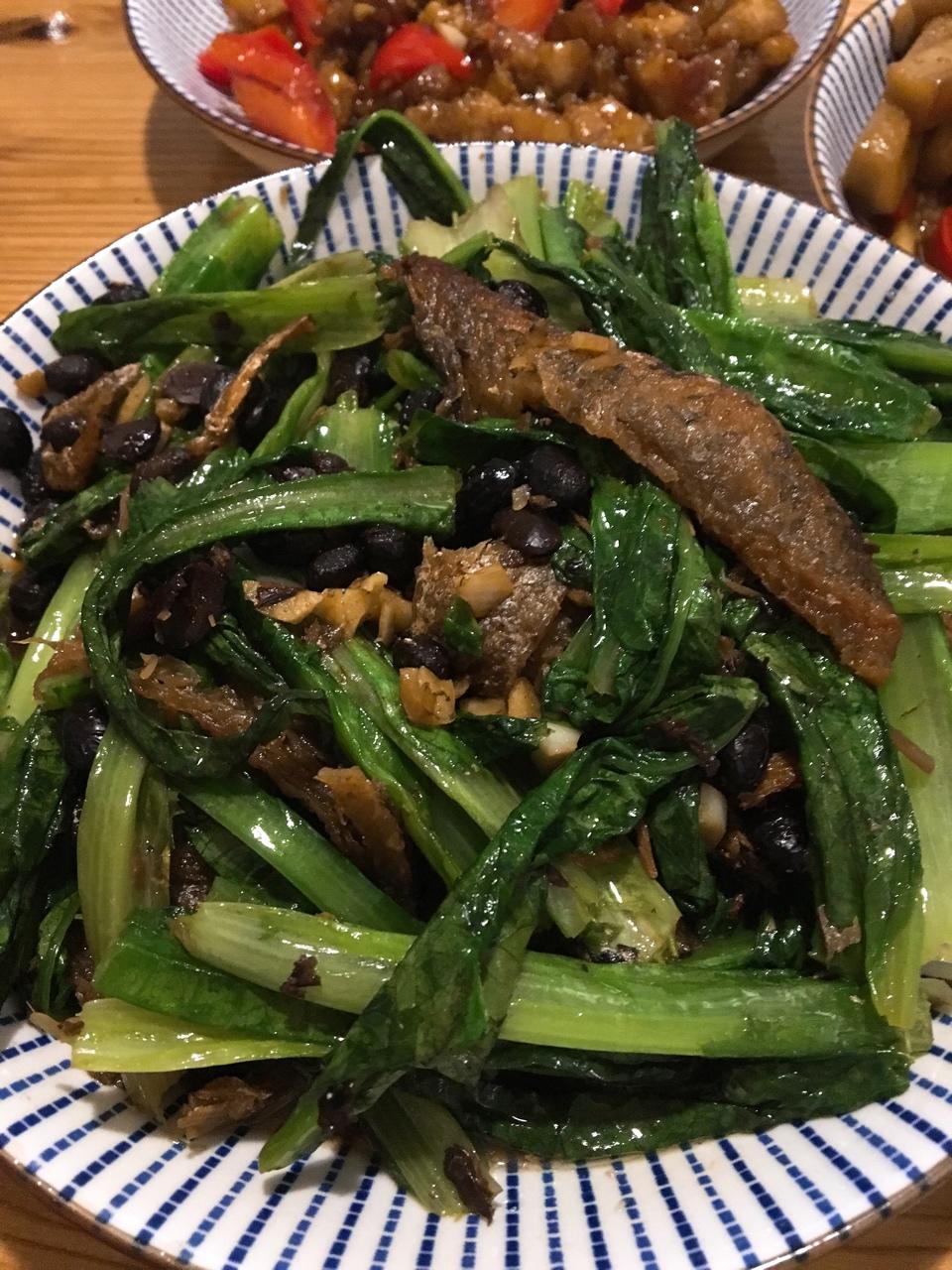 豆豉鲮鱼炒香麦菜