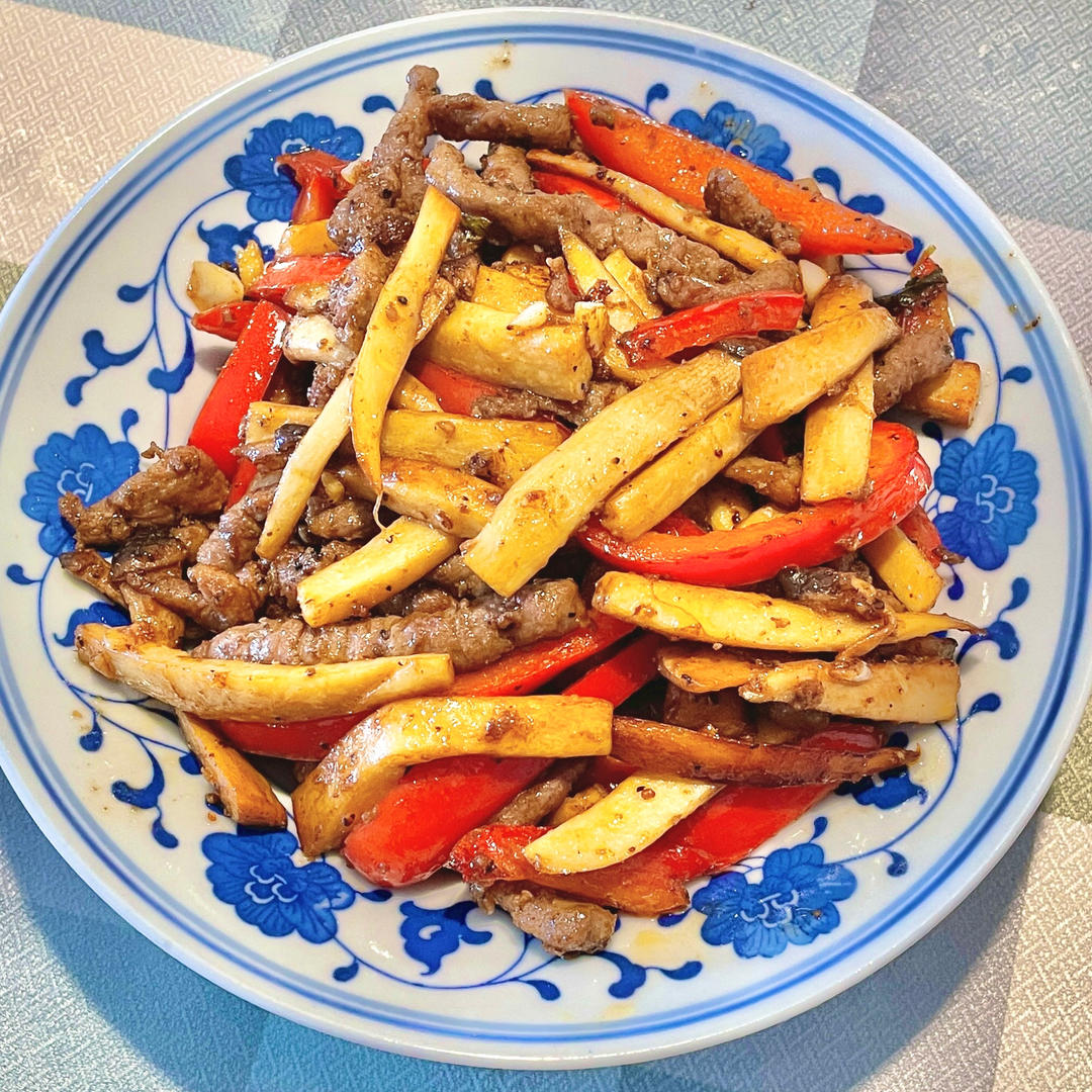 吃肉不长肉 黑椒牛排炒杏鲍菇