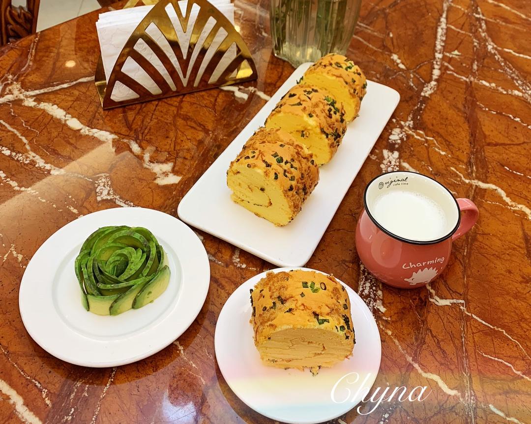 香葱肉松蛋糕卷的做法