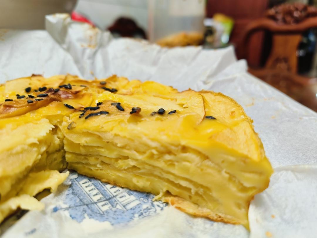 苹果千层蛋糕｜无糖无油免打发｜香甜低卡