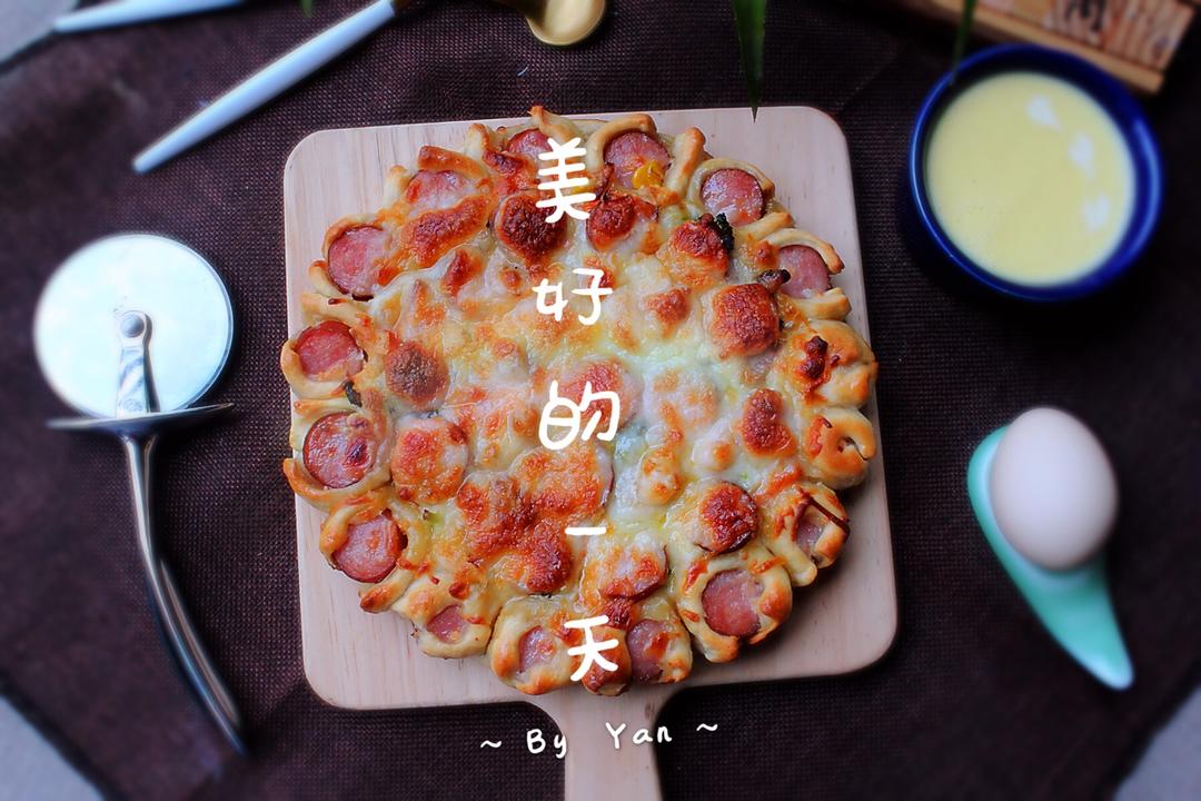 蘑菇火腿心花边比萨