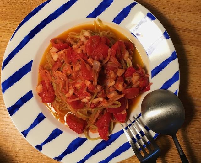 意式茄汁海鲜西葫芦面的做法