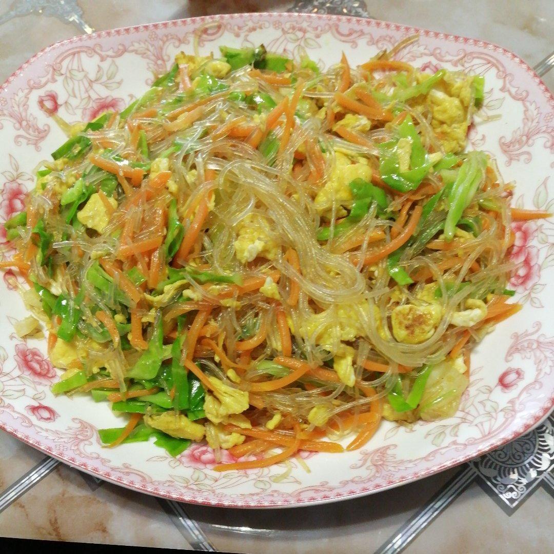 鸡蛋青菜炒粉丝