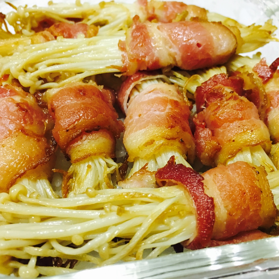 香煎培根金针菇卷