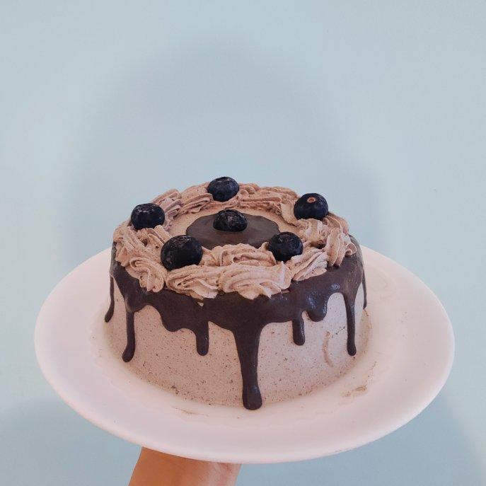 黑巧克力抹茶凝酪凹蛋糕🍰