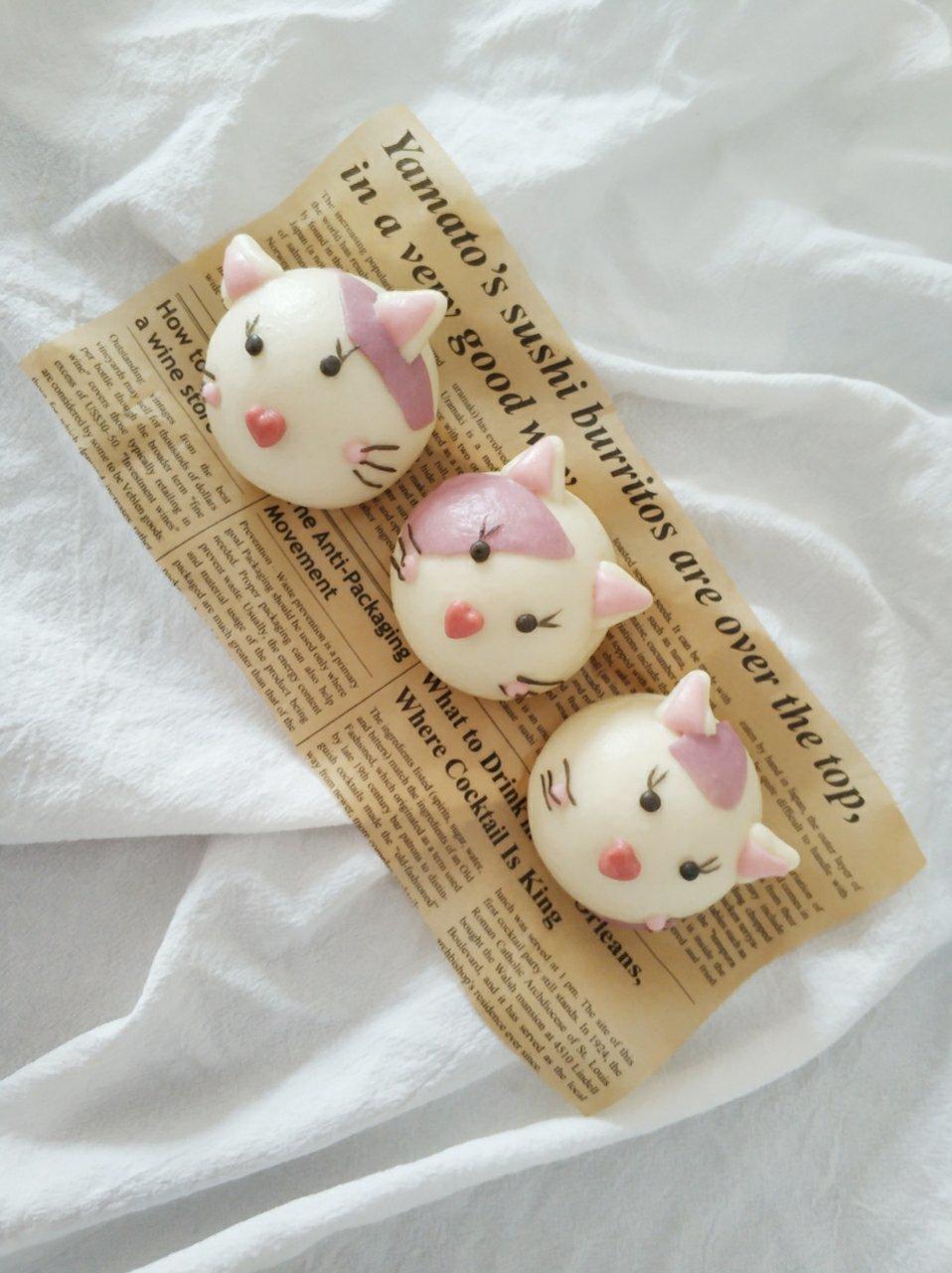 卡通造型馒头——（小猫肉松馒头）