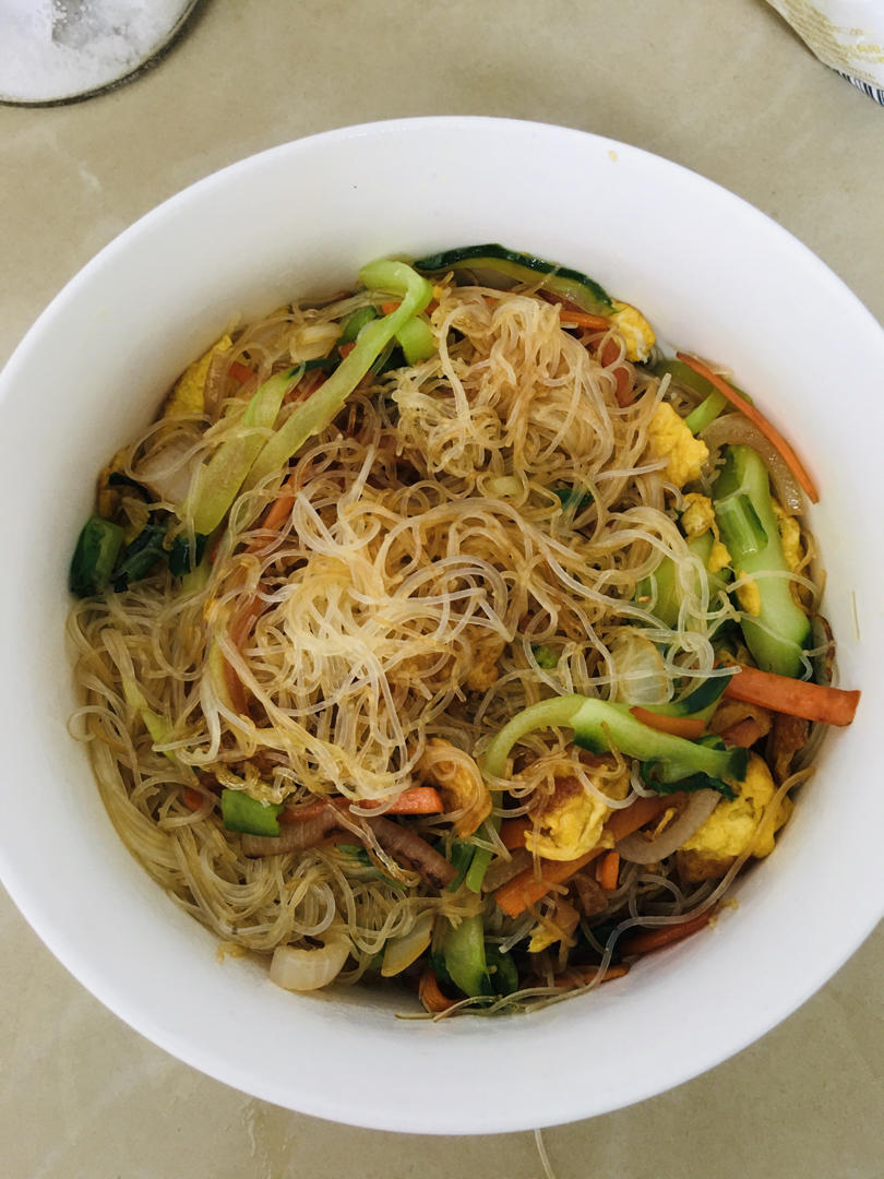 dannie喵喵做的鸡蛋炒米粉正确泡发干米粉不碎不坨不粘锅口感q弹