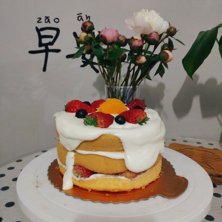 不会抹奶油也可以做的水果裸蛋糕～