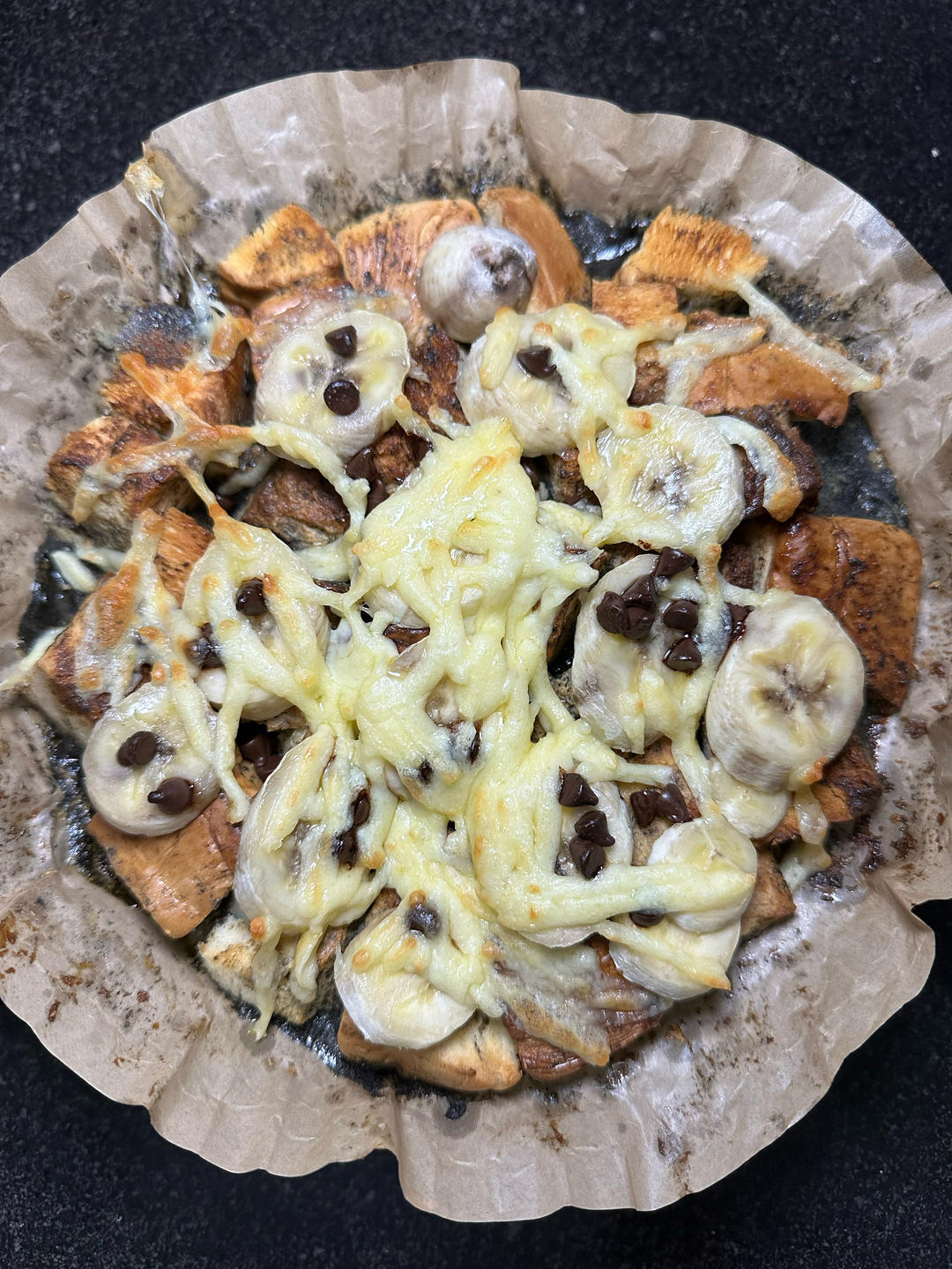 空气炸锅芝士香蕉黑芝麻酱烤吐司