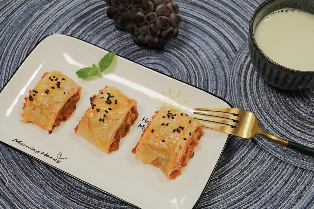 💡手抓饼新吃法｜零失败～🌟酥皮火腿肉松卷🌟