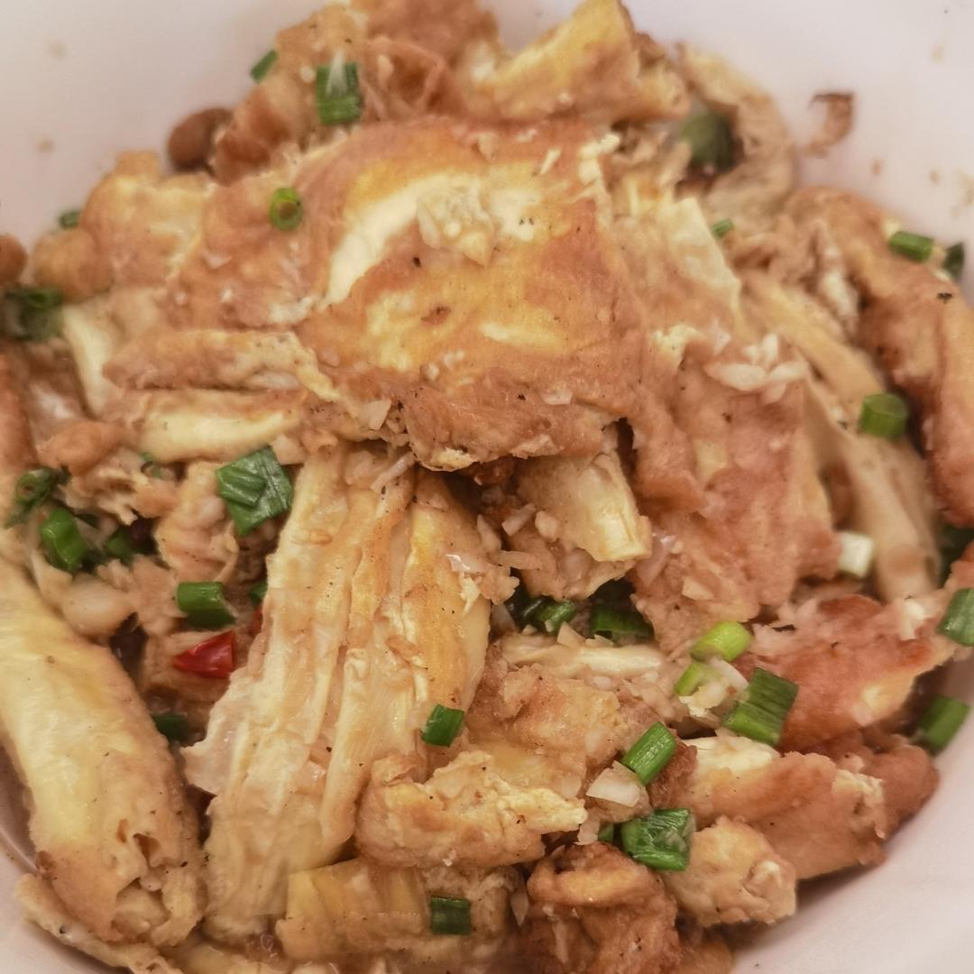焖炒腐竹煎蛋