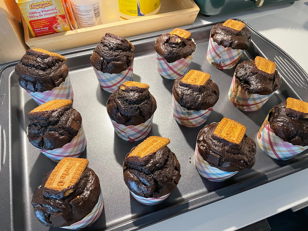 在家做巧克力蘑菇头麦芬蛋糕🍫