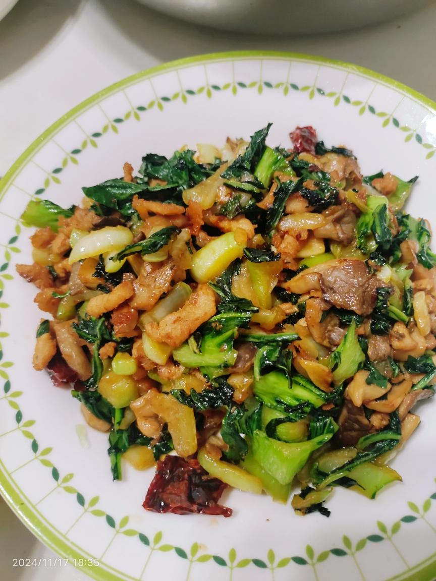 青菜炒蘑菇