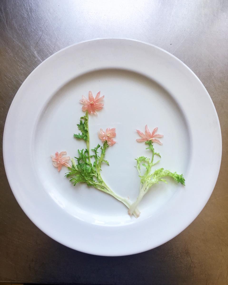 grace_阿斯做的果蔬拼盘盘饰摆盘(柚子盘花)