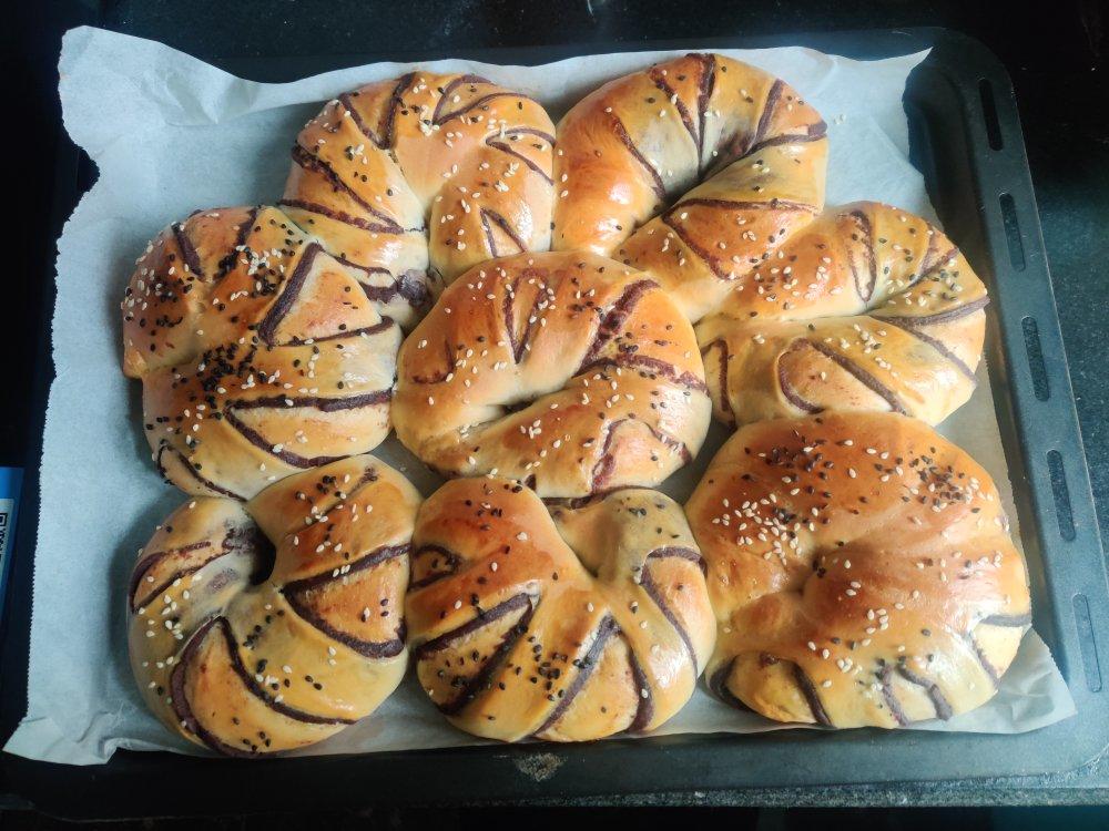 🥯豆沙面包卷（一次发酵）