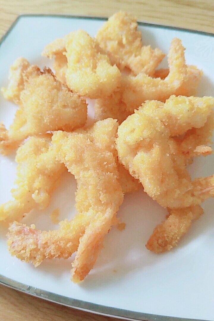快乐子墨做的面包糠炸虾