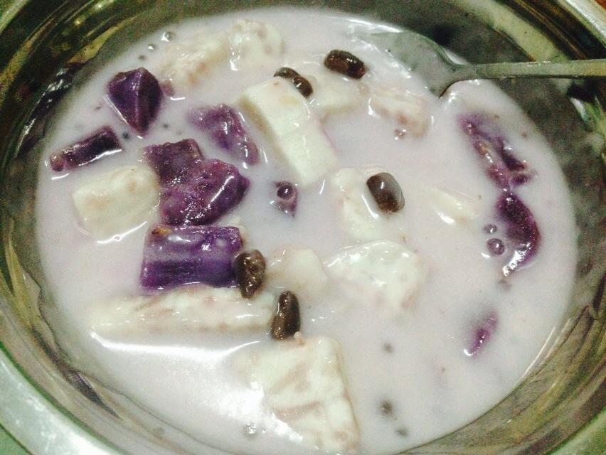 紫薯香芋椰汁红豆西米露