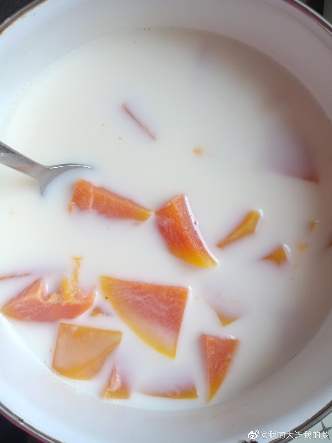 木瓜炖牛奶的做法