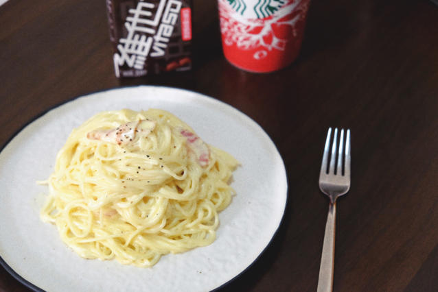 白汁蘑菇培根意粉